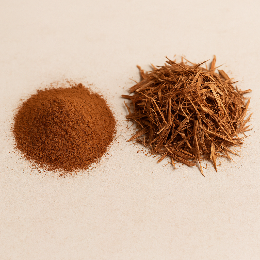 mimosa hostilis root bark powder vs shredded bark comparison - mhrb powder vs shredded bark